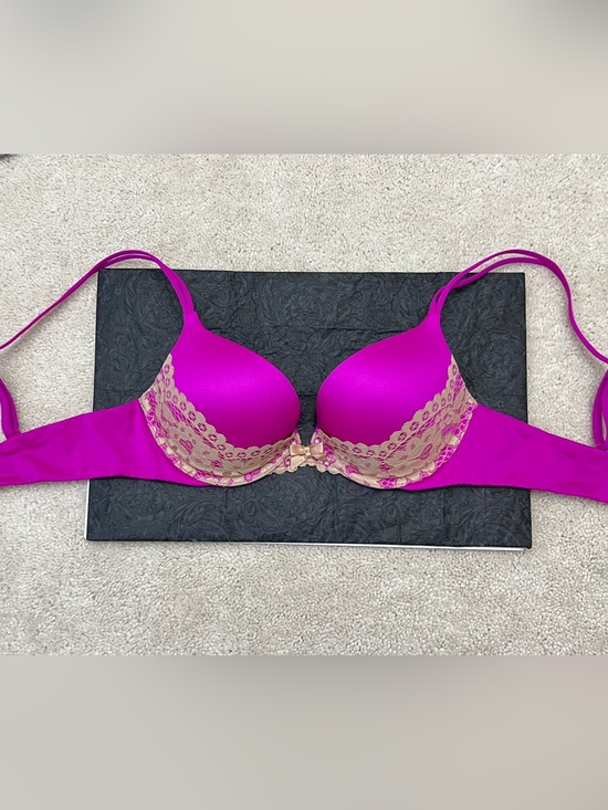 Victoria's Secret Other - Victoria’s Secret Very Sexy Magenta Satin & Lace Gel Padded Push Up Bra 34B 2012